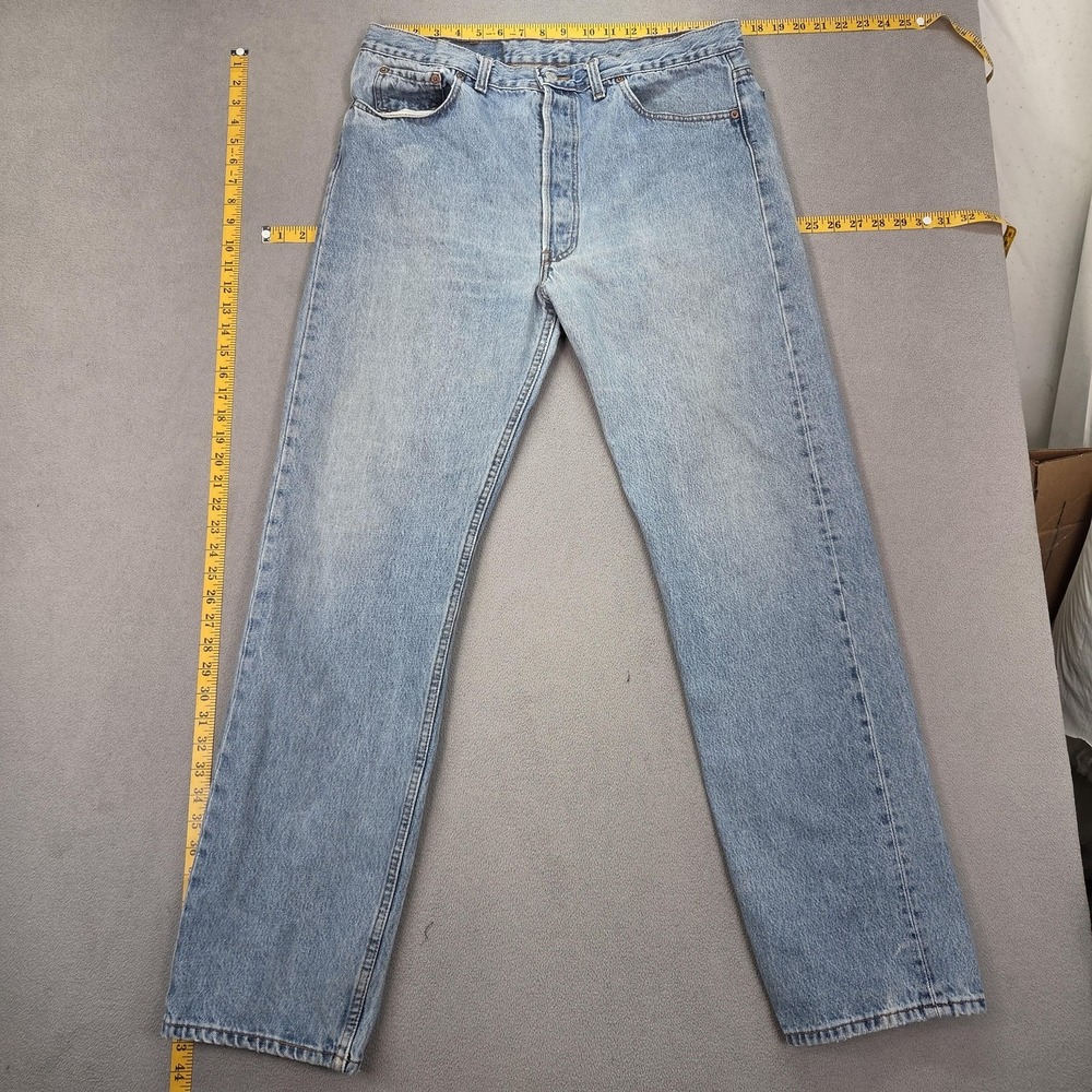Vintage Levis Jeans Mens Light Wash Straight Made USA Stains 90s 34x32